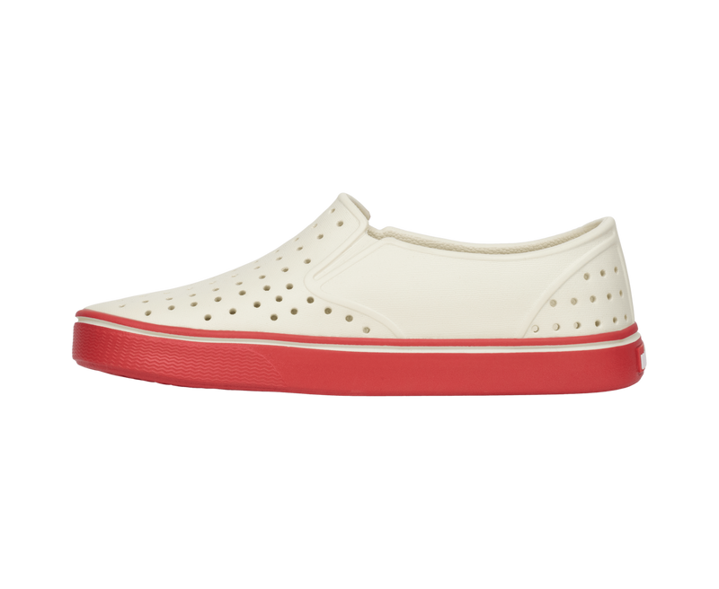 Angled view of a Native Shoes Miles Wanderfoam | Bnwht/Luckrd Footwear in Bnwht/Luckrd