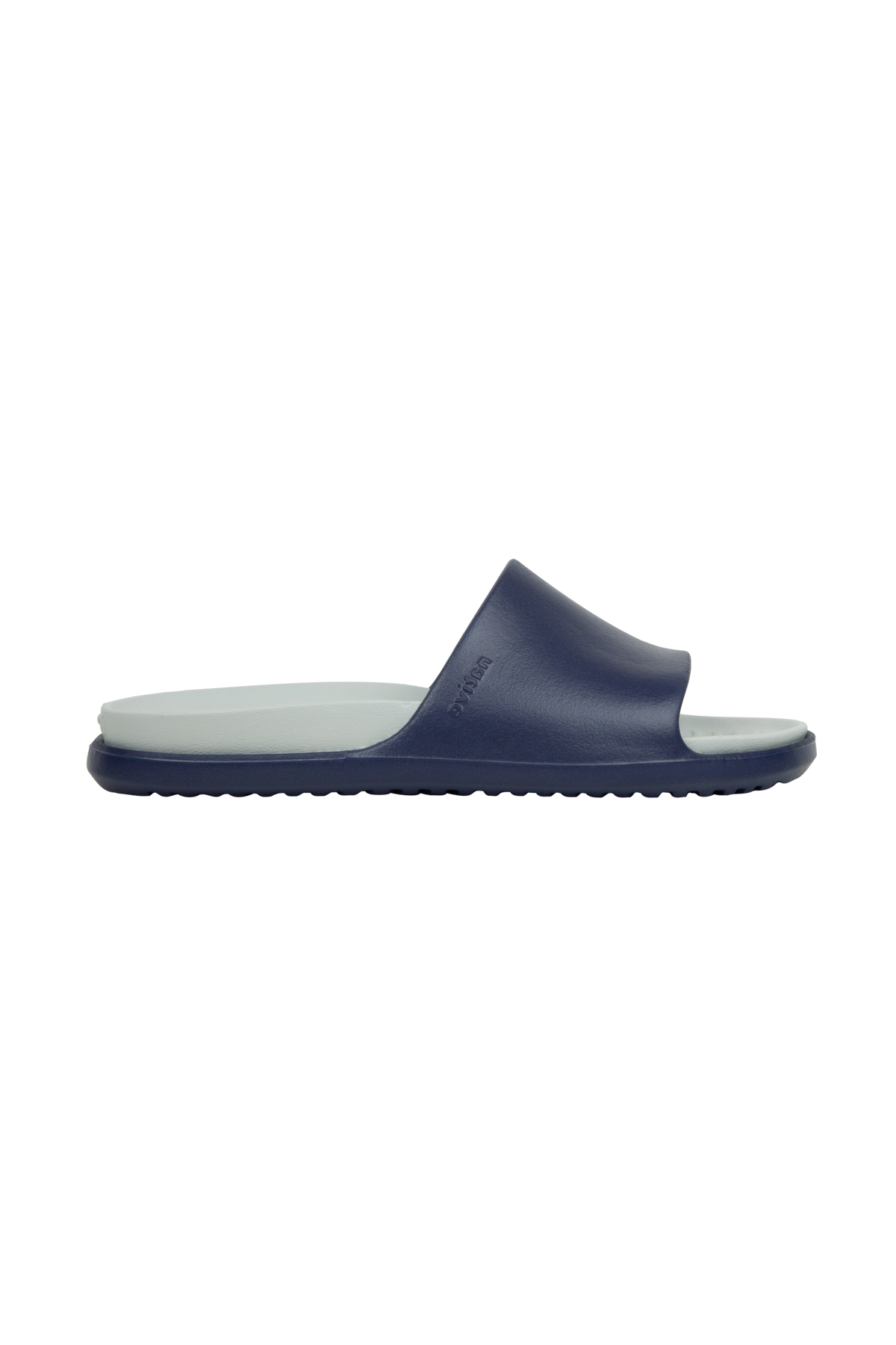 Side view of a Native Shoes Adults Spencer Lx Wanderfoam Footwear in Regatta Blue / Hyams Grey