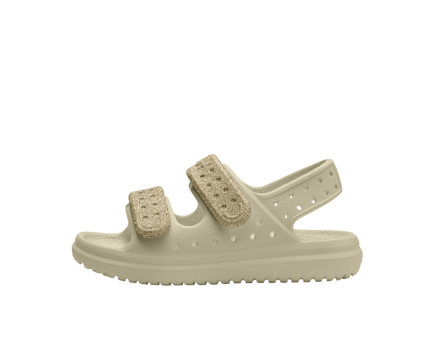 Side view of a Native Shoes Kids Chase Bio-Bling Kids Footwear in Taos Tan Bling / Bone White