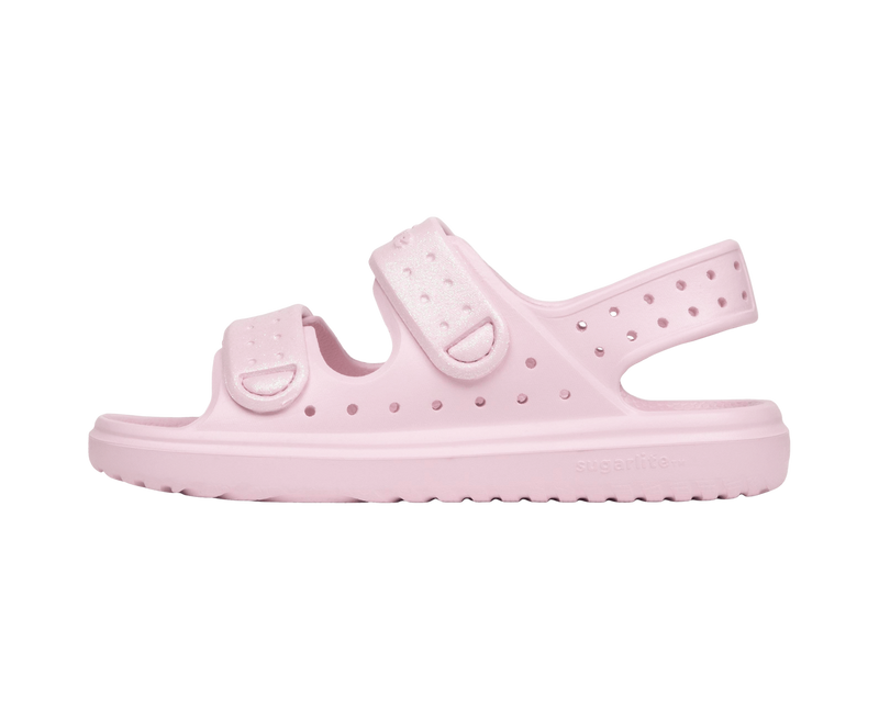 Angled view of a Native Shoes Kids Chase Bio-Bling Kids | Barely Pink Bling / Barely Pink Footwear in Barely Pink Bling / Barely Pink
