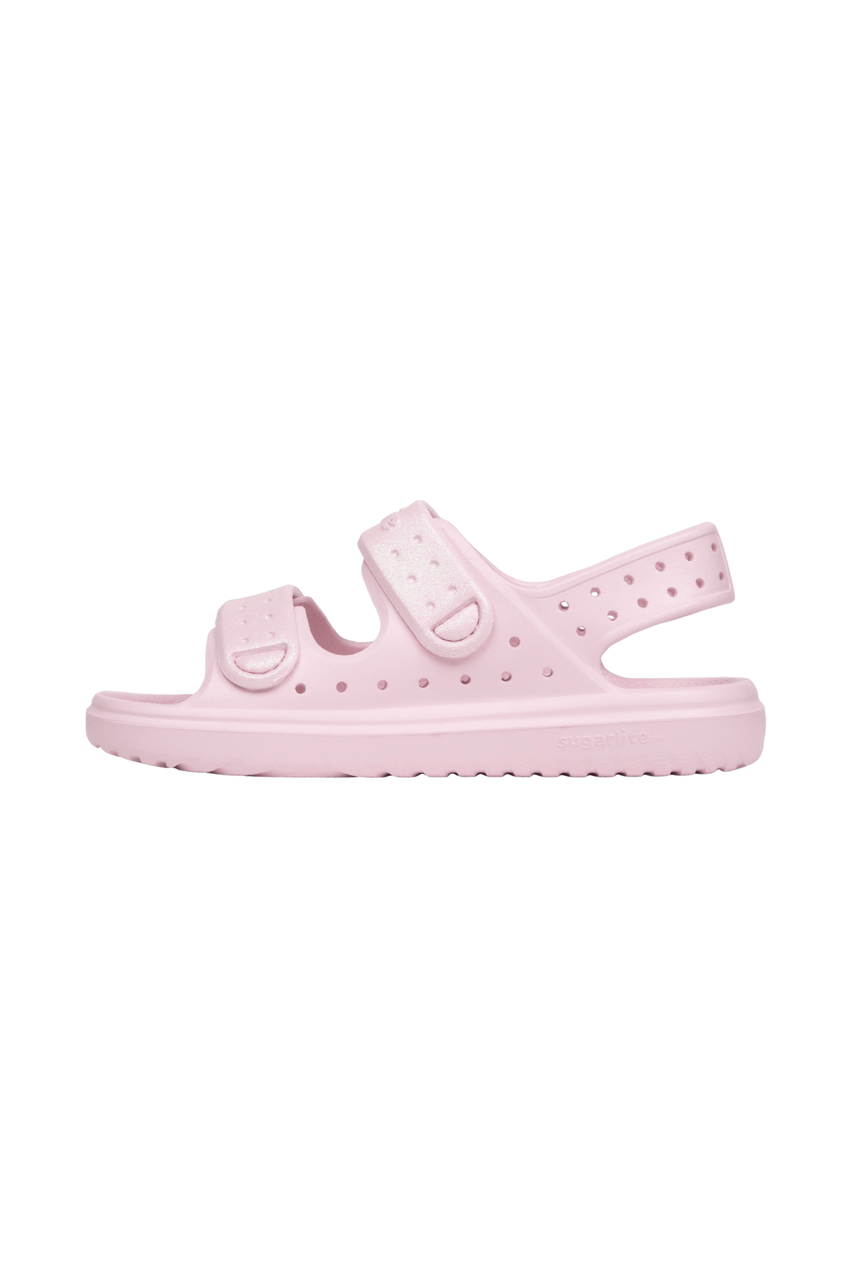 Angled view of a Native Shoes Kids Chase Bio-Bling Kids | Barely Pink Bling / Barely Pink Footwear in Barely Pink Bling / Barely Pink
