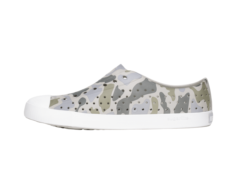 Angled view of a Native Shoes Jefferson Wanderfoam Print | Slkgry/Shlwht/Vetcamo Footwear in Slkgry/Shlwht/Vetcamo