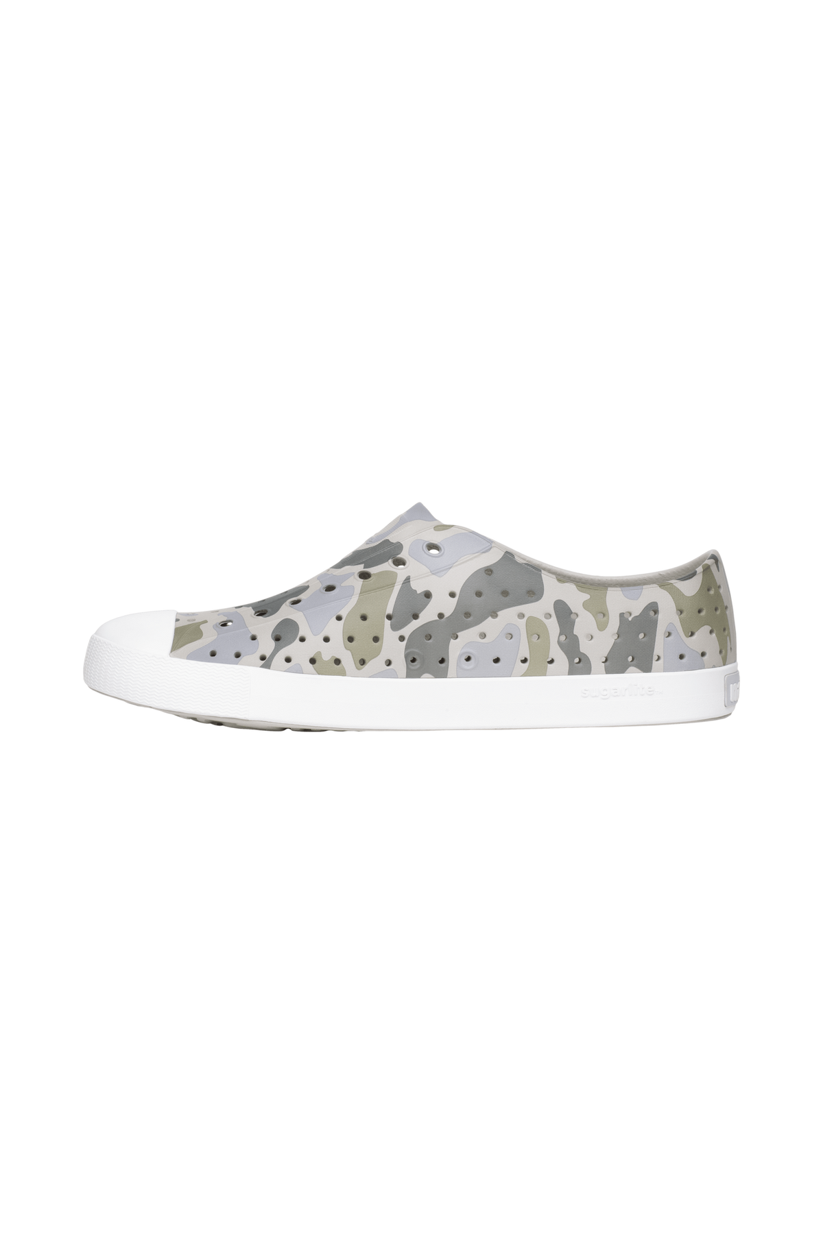 Angled view of a Native Shoes Jefferson Wanderfoam Print | Slkgry/Shlwht/Vetcamo Footwear in Slkgry/Shlwht/Vetcamo