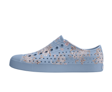 Side view of a Native Shoes Adults Jefferson Wanderfoam Print Footwear in Dawn Blue / Skyway Trans / Floral