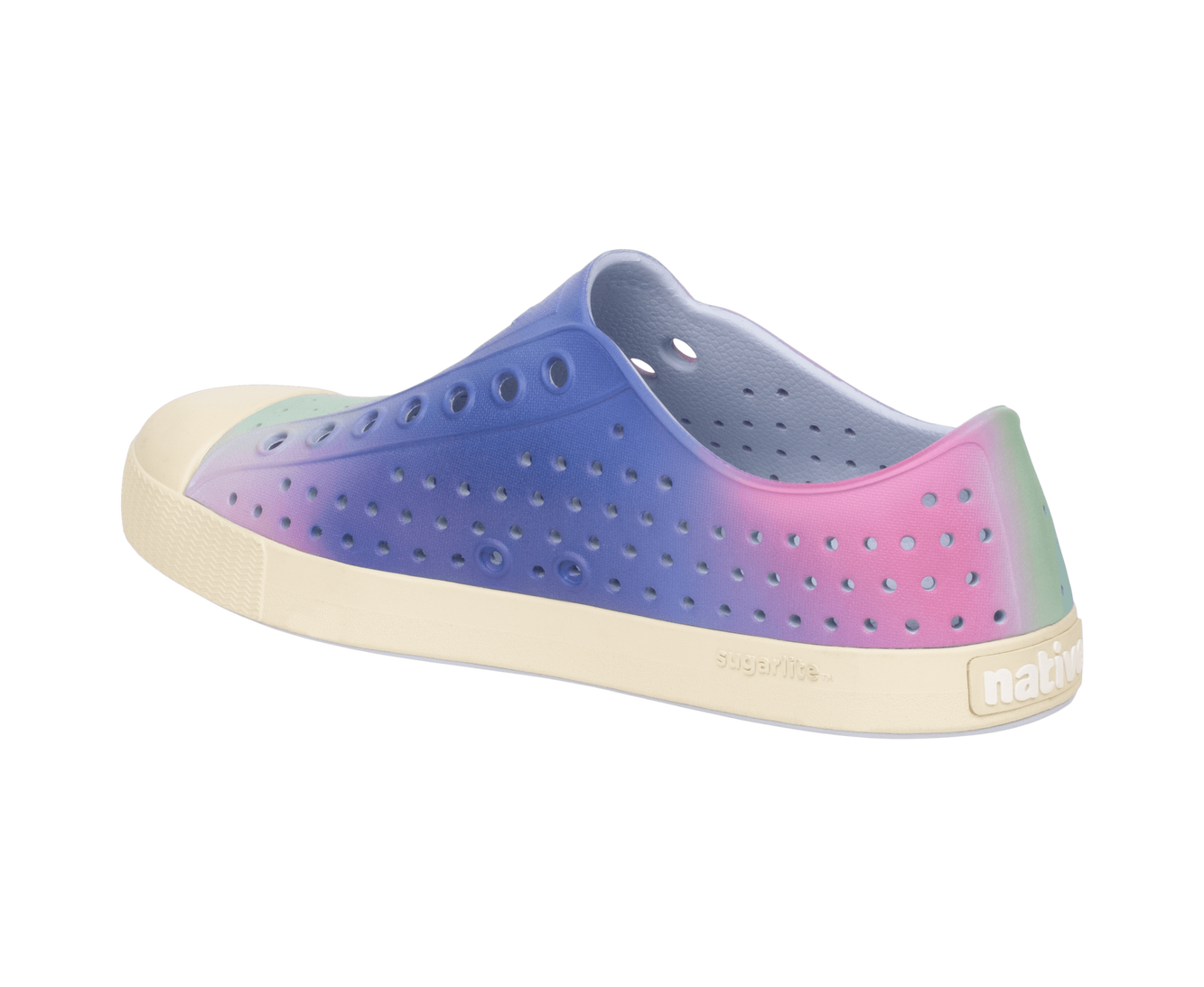 Bottom view of a Native Shoes Jefferson Wanderfoam Print | Skwybl/Bnwht/Fscosoftspec Footwear in Skwybl/Bnwht/Fscosoftspec