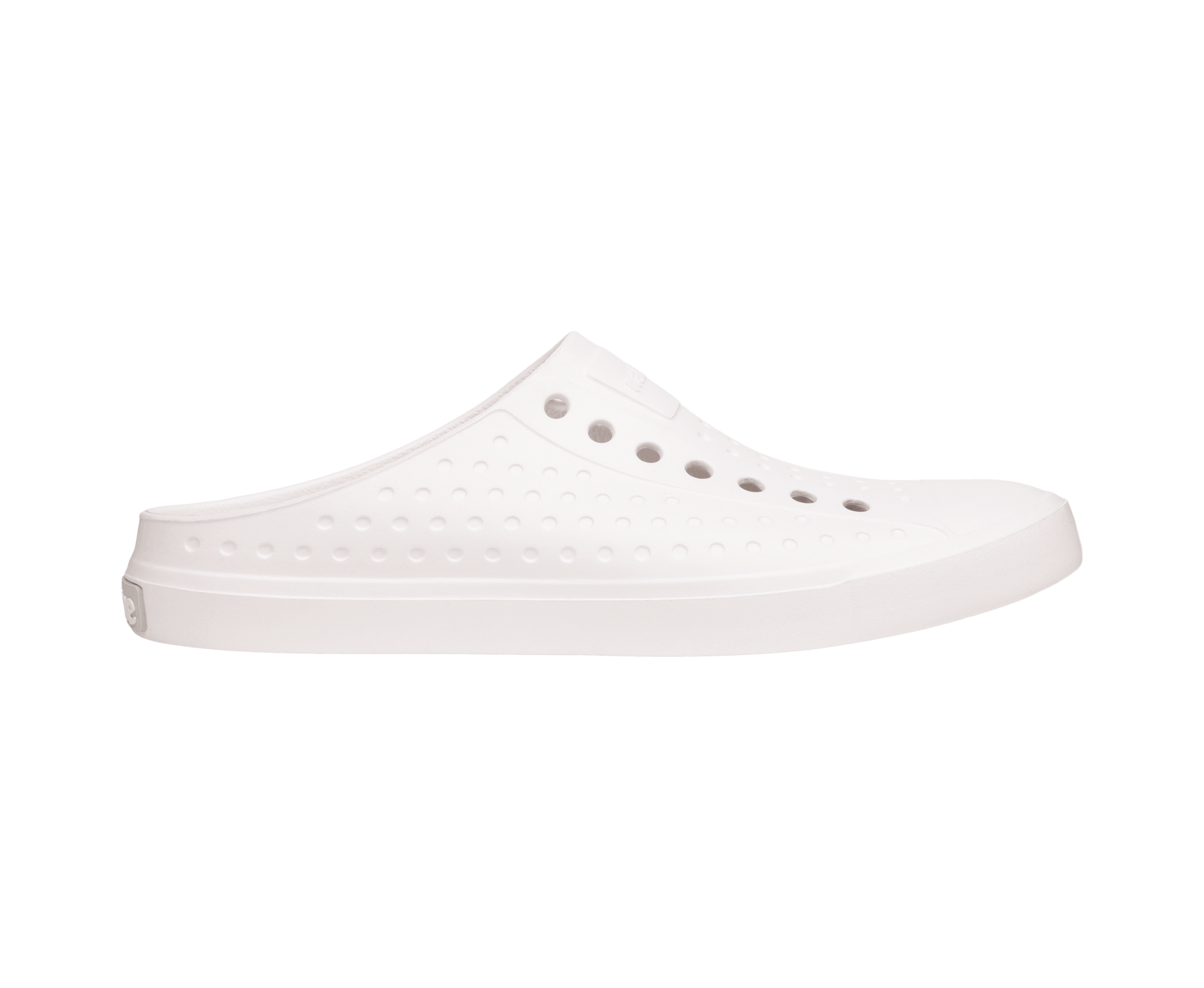 Side view of a Native Shoes Adults Jefferson Clog Wanderfoam Footwear in Shell White / Shell White