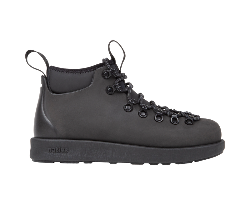 Side view of a Native Shoes Adults Fitzsimmons Venture Footwear in Jiffy Black / Jiffy Black