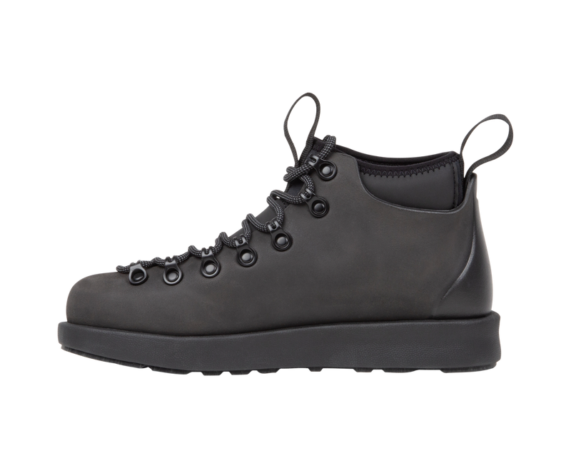 Angled view of a Native Shoes Fitzsimmons Venture | Jiffy Black / Jiffy Black Footwear in Jiffy Black / Jiffy Black