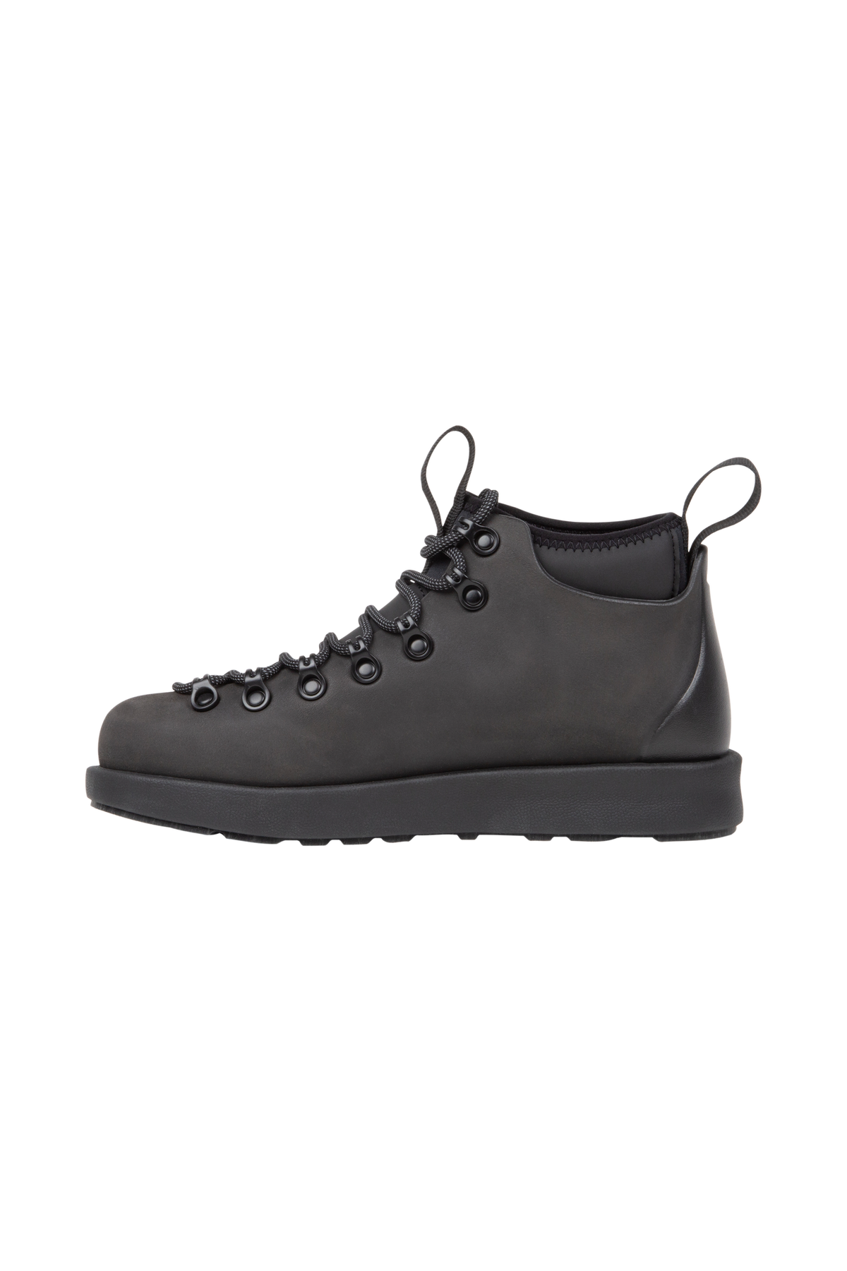Angled view of a Native Shoes Fitzsimmons Venture | Jiffy Black / Jiffy Black Footwear in Jiffy Black / Jiffy Black