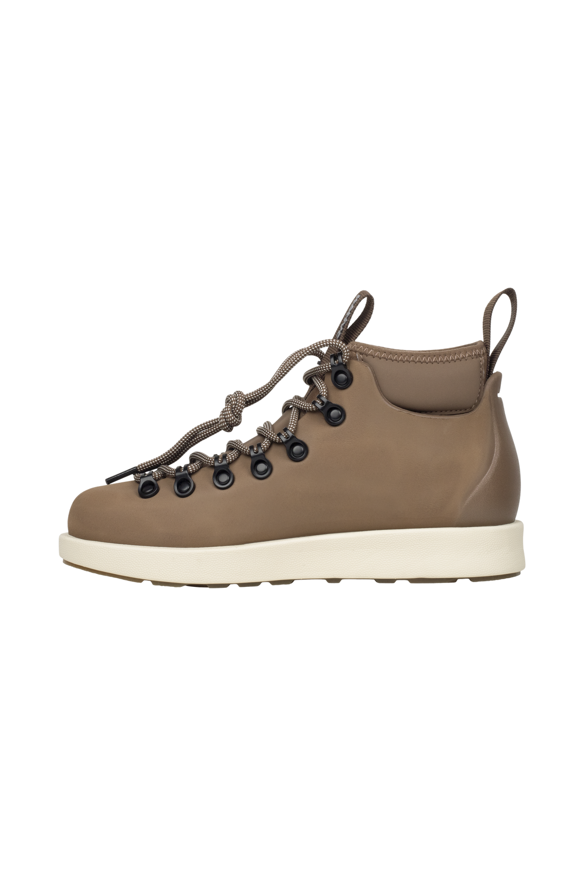 Angled view of a Native Shoes Fitzsimmons Venture | Bstabr/Bnwht Footwear in Bstabr/Bnwht