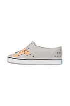 Angled view of a Native Shoes Kids Miles Block Kids | Slkgry/Shlwht/Corgidogbloc Footwear in Slkgry/Shlwht/Corgidogbloc