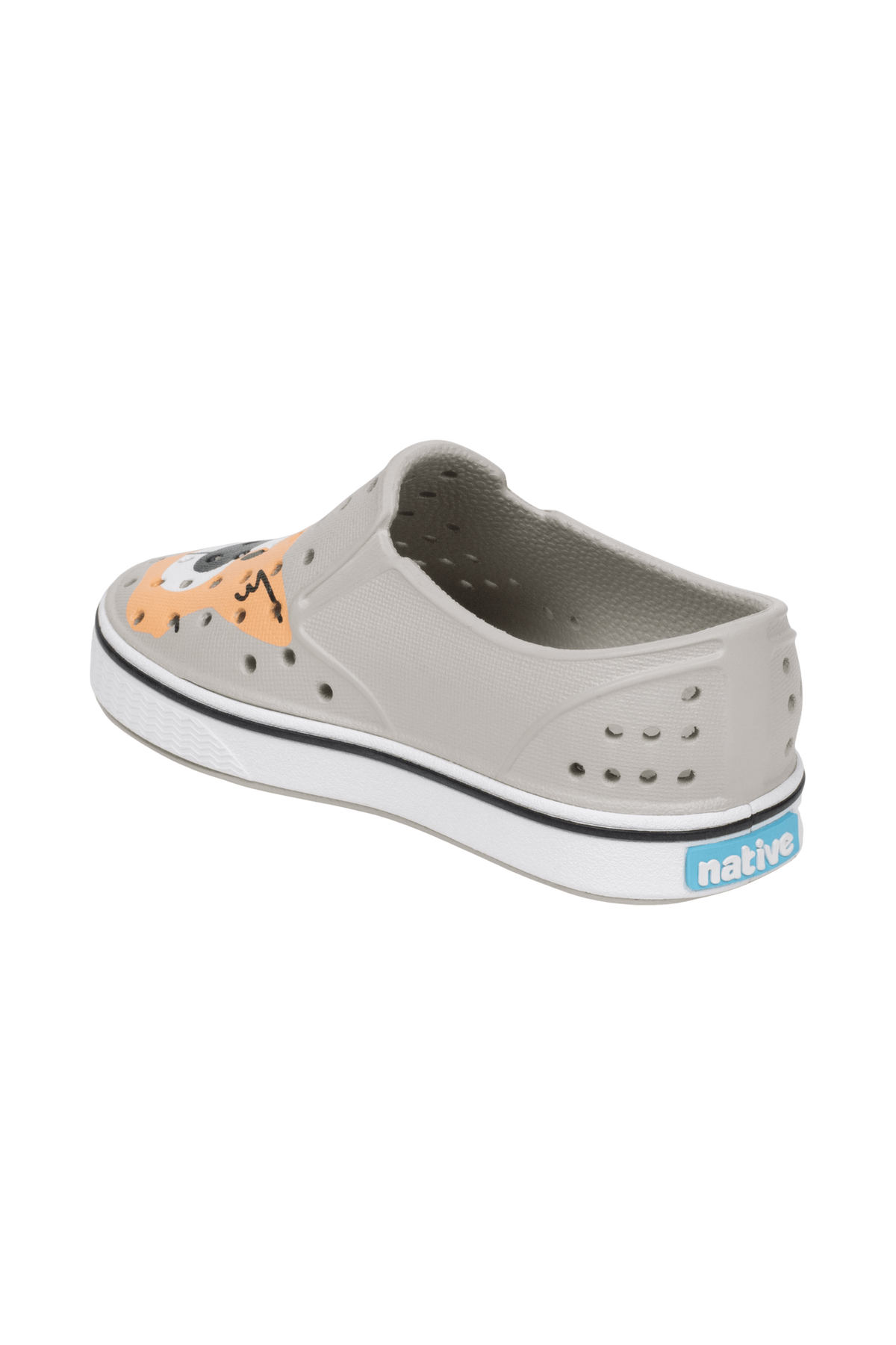 Bottom view of a Native Shoes Kids Miles Block Kids | Slkgry/Shlwht/Corgidogbloc Footwear in Slkgry/Shlwht/Corgidogbloc