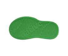 Bottom view of a Native Shoes Kids Miles Block Kids | Hilly Green / Shell White / Uv Freesia Block Footwear in Hilly Green / Shell White / Uv Freesia Block