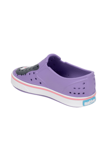Bottom view of a Native Shoes Kids Miles Block Kids | Taro Samba Bling / Shell White Footwear in Taro Samba Bling / Shell White