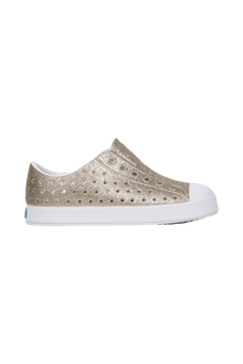 Side view of a Native Shoes Kids Jefferson Bio-Bling Kids Footwear in Slkblng/Shlwht
