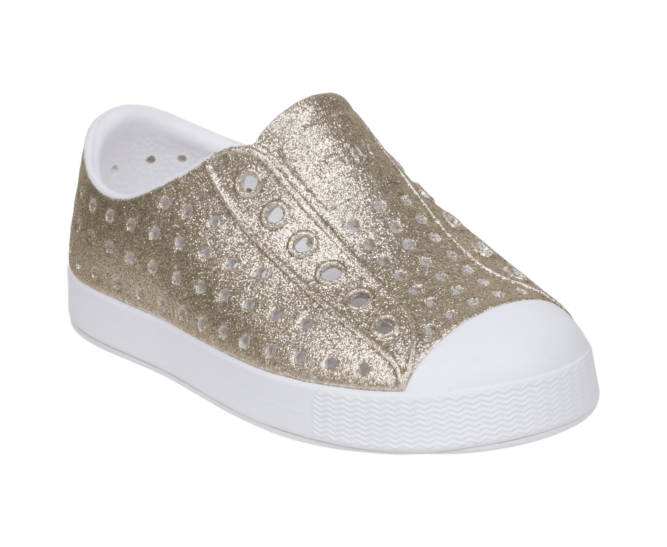 Bottom view of a Native Shoes Kids Jefferson Bio-Bling Kids | Slkblng/Shlwht Footwear in Slkblng/Shlwht