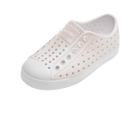 Angled view of a Native Shoes Kids Jefferson Bio-Bling Kids | Shell White Bling / Shell White Footwear in Shell White Bling / Shell White