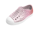 Angled view of a Native Shoes Kids Jefferson Bio-Bling Kids | Barely Samba Bling / Shell White Footwear in Barely Samba Bling / Shell White