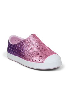 Bottom view of a Native Shoes Kids Jefferson Bio-Bling Kids | Paraglamblng/Shlwht Footwear in Paraglamblng/Shlwht