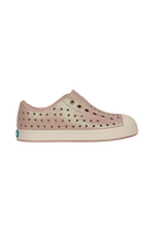 Side view of a Native Shoes Kids Jefferson Bio-Bling Kids Footwear in Chameleon Pink Bling / Bone White