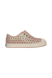 Side view of a Native Shoes Kids Jefferson Bio-Bling Kids Footwear in Chameleon Pink Bling / Bone White