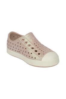 Bottom view of a Native Shoes Kids Jefferson Bio-Bling Kids | Chameleon Pink Bling / Bone White Footwear in Chameleon Pink Bling / Bone White