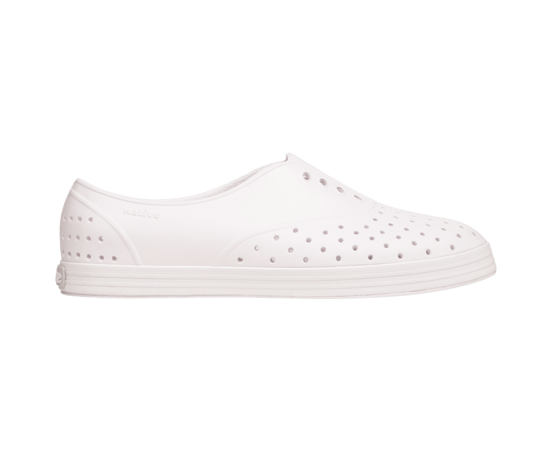 Side view of a Native Shoes Adults Jericho Wanderfoam Footwear in Shell White / Shell White