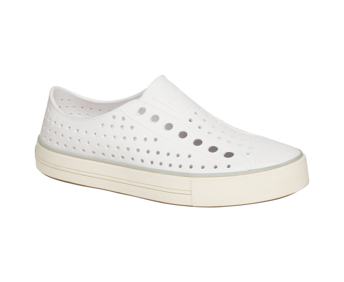 Bottom view of a Native Shoes Jefferson Arc Wanderfoam | Shell White / Whisper White Footwear in Shell White / Whisper White