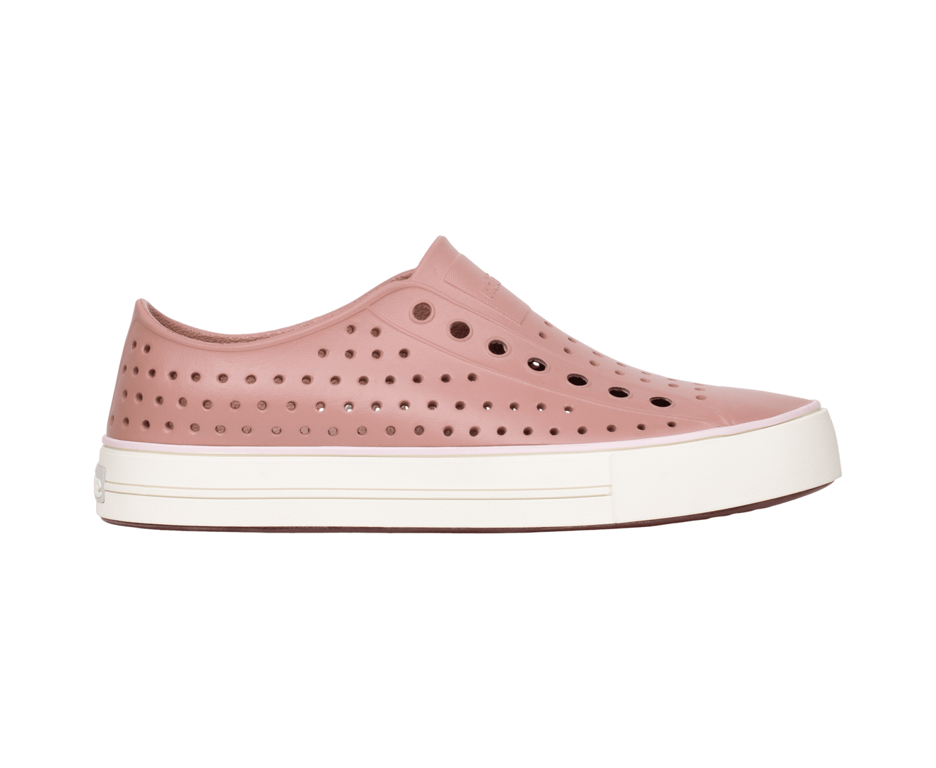 Side view of a Native Shoes Adults Jefferson Arc Wanderfoam Footwear in Caypnk/Whsprwht