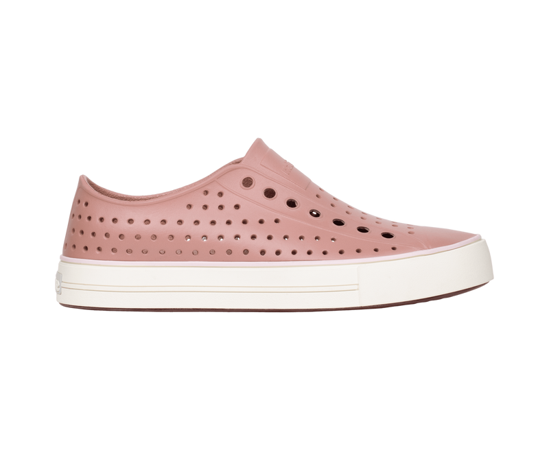Side view of a Native Shoes Adults Jefferson Arc Wanderfoam Footwear in Caypnk/Whsprwht