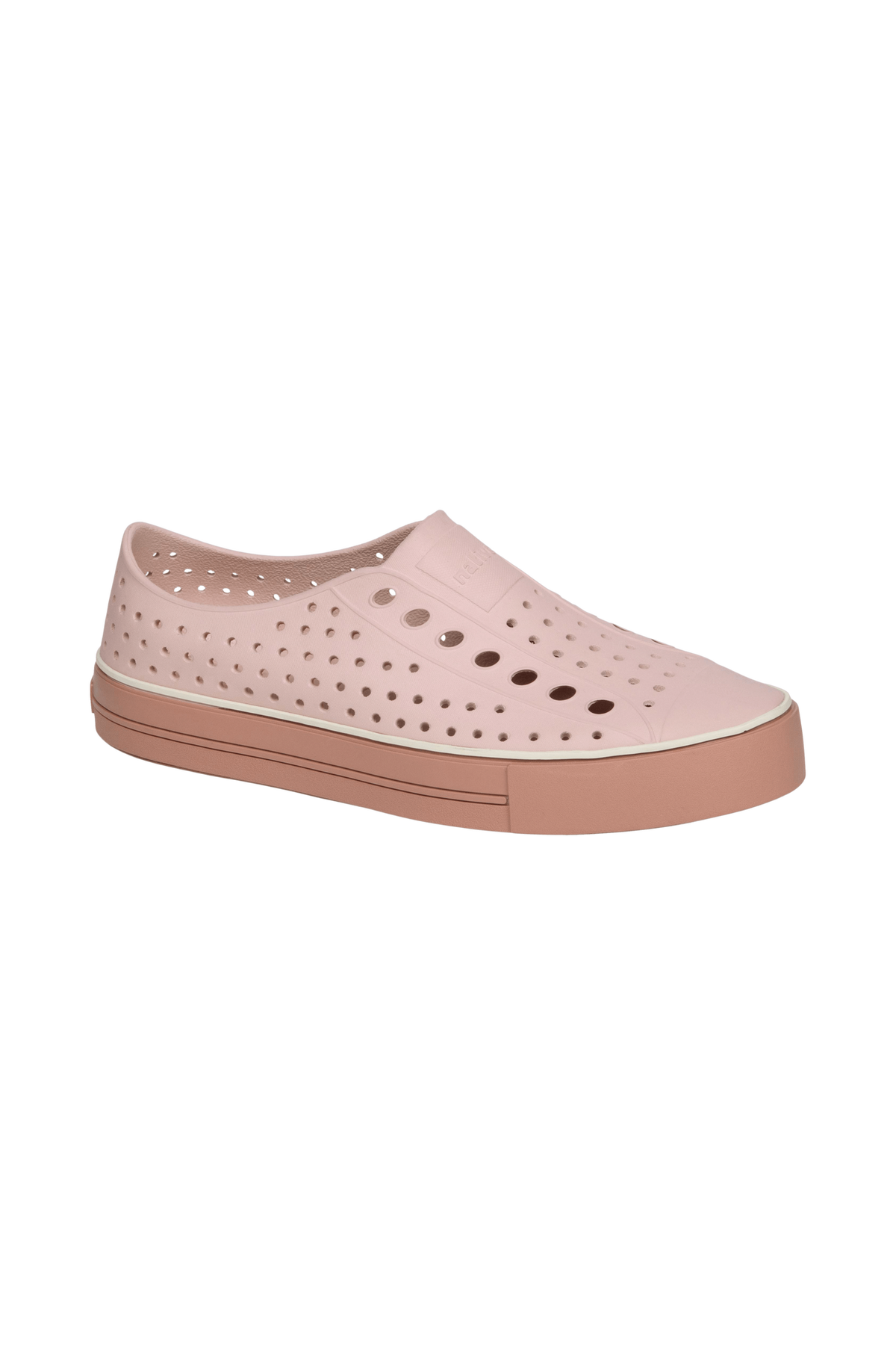 Bottom view of a Native Shoes Jefferson Arc Wanderfoam | Chameleon Pink / Bruschetta Brown Footwear in Chameleon Pink / Bruschetta Brown