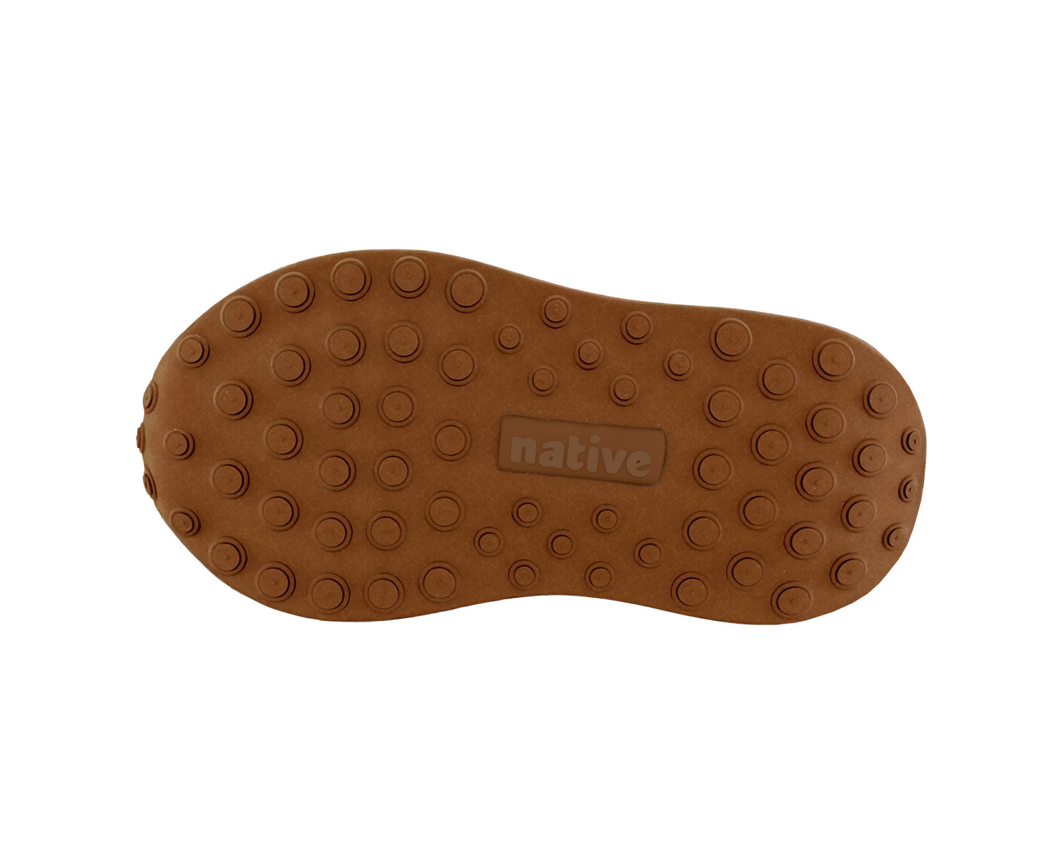 Bottom view of a Native Shoes Kids Robbie Dash Kids | Chameleon Pink / Tapioca Off White / Hazel Brown Footwear in Chameleon Pink / Tapioca Off White / Hazel Brown