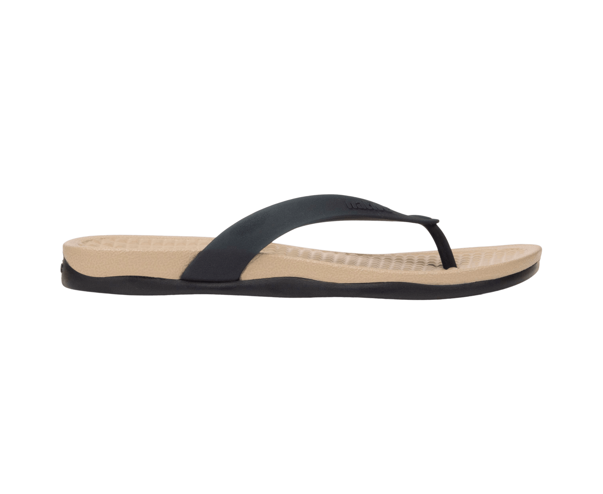 Side view of a Native Shoes Adults Paolo Wanderfoam Footwear in Flax Tan / Jiffy Black