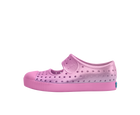 Side view of a Native Shoes Kids Jefferson Juniper Metallic Bk Kids Footwear in Malibu Pink Metallic / Malibu Pink