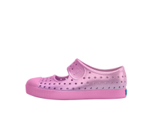 Side view of a Native Shoes Kids Jefferson Juniper Metallic Bk Kids Footwear in Malibu Pink Metallic / Malibu Pink