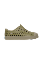 Side view of a Native Shoes Kids Jefferson Stonewash Kids Footwear in Elmgr/Vetgry/Rkiestnwshed