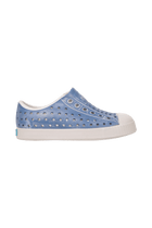 Side view of a Native Shoes Kids Jefferson Stonewash Kids Footwear in Dawn Blue / Dawn Blue / Oasis Brushed