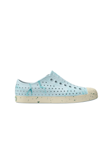 Side view of a Native Shoes Adults Jefferson Wanderfoam Blm Print Footwear in Dawn Blue / Bone White Speckles / Light Water