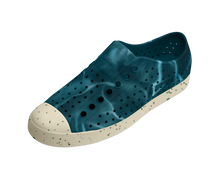 Angled view of a Native Shoes Jefferson Wanderfoam Blm Print | Oasis Blue / Bone White Speckle / Dark Water Footwear in Oasis Blue / Bone White Speckle / Dark Water