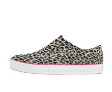 Side view of a Native Shoes Adults Jefferson Arc Wanderfoam Print Footwear in Shell White / Whisper White / Leopard