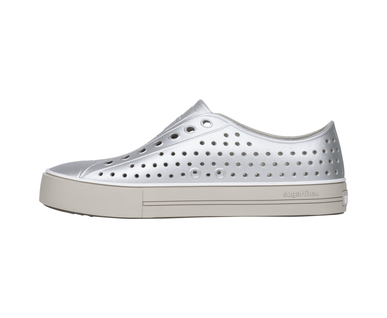 Angled view of a Native Shoes Jefferson Arc Wf Metallic | Slkgrymtllc/Slkgry Footwear in Slkgrymtllc/Slkgry