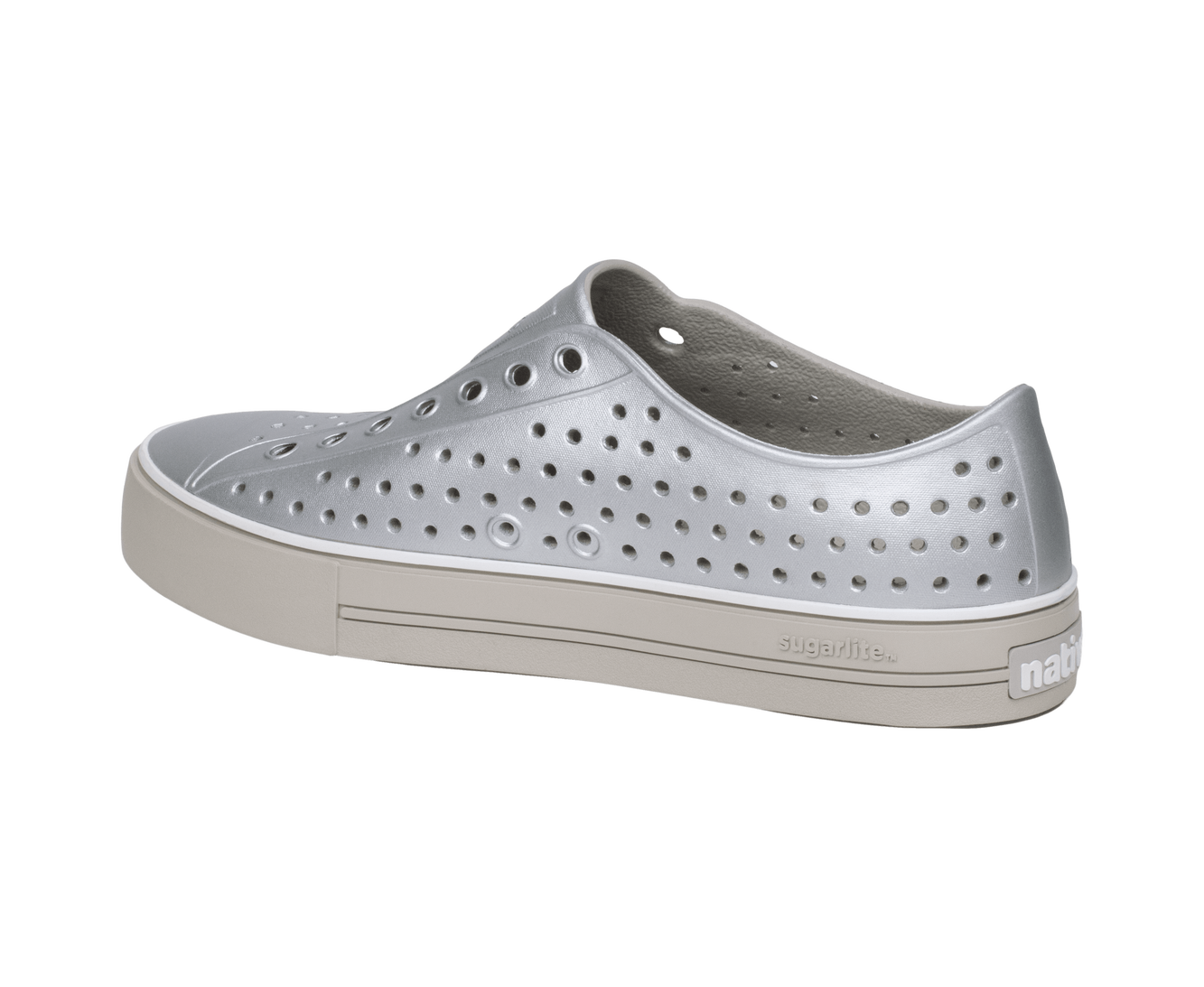 Bottom view of a Native Shoes Jefferson Arc Wf Metallic | Slkgrymtllc/Slkgry Footwear in Slkgrymtllc/Slkgry