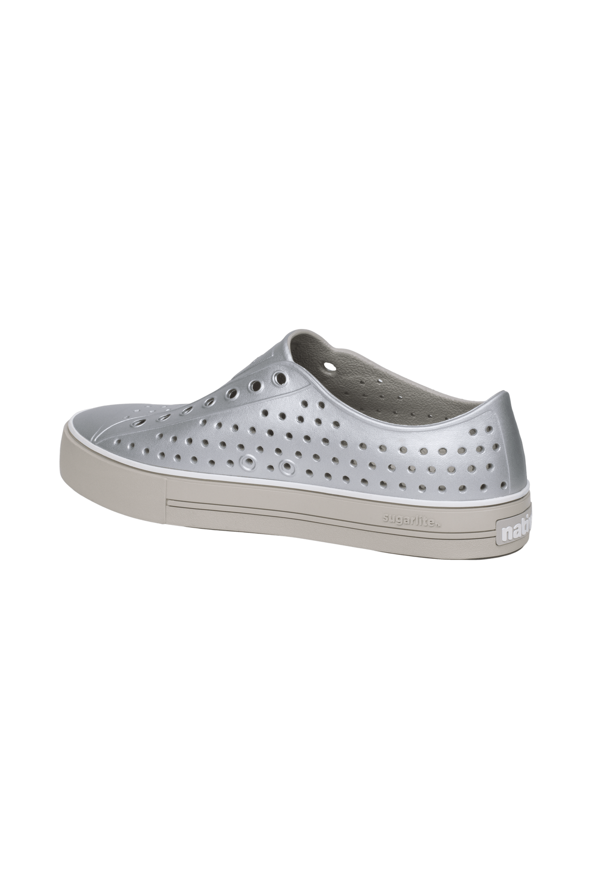 Bottom view of a Native Shoes Jefferson Arc Wf Metallic | Slkgrymtllc/Slkgry Footwear in Slkgrymtllc/Slkgry