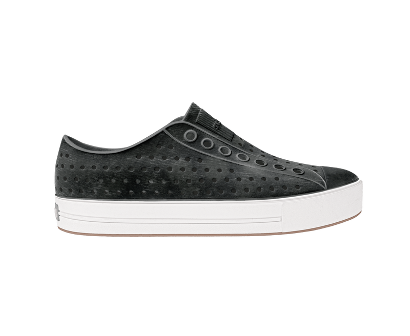 Side view of a Native Shoes Adults Jefferson Arc Wf Stonewash Footwear in Satellite Grey / Whisper White / Brushed