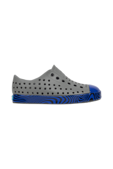 Side view of a Native Shoes Kids Jefferson Wrp Kids Footwear in Satgry/Uvswirl