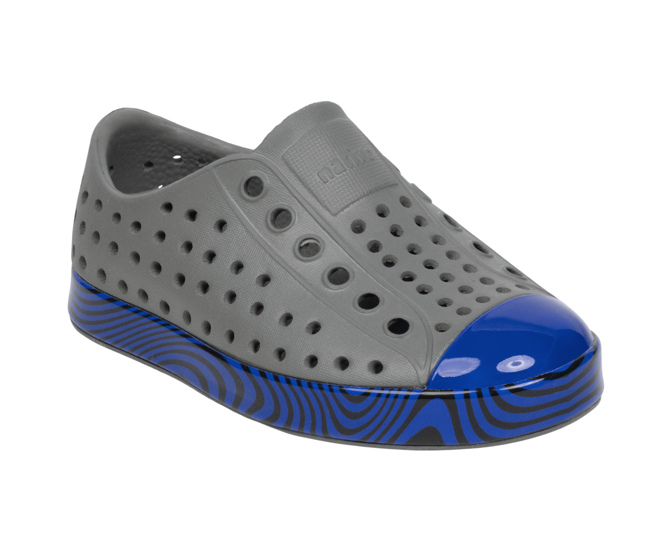 Bottom view of a Native Shoes Kids Jefferson Wrp Kids | Satgry/Uvswirl Footwear in Satgry/Uvswirl