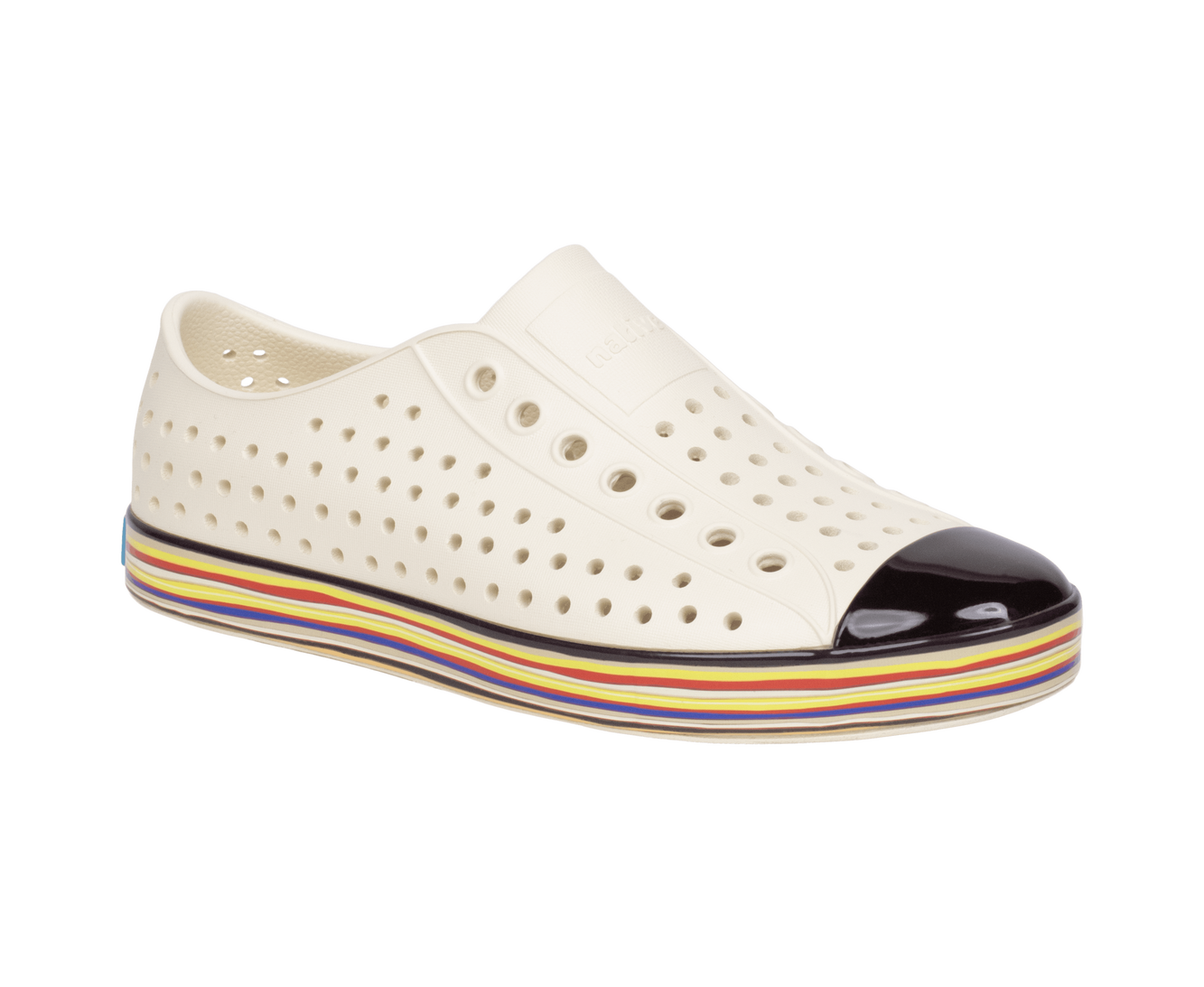 Bottom view of a Native Shoes Jefferson Wanderfoam Wrp | Bnwht/Strtarnbw Footwear in Bnwht/Strtarnbw